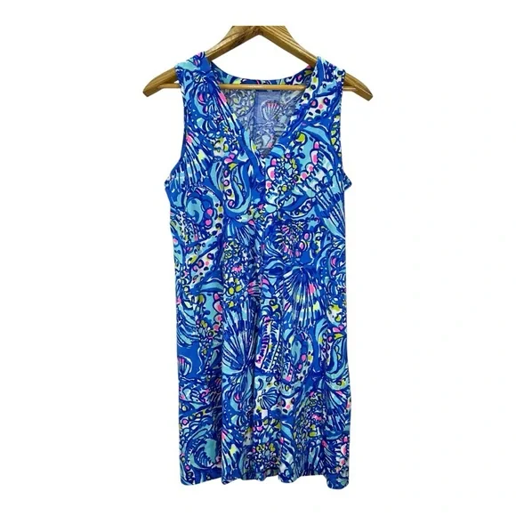 Lilly Pulitzer Amina Dress Small Brilliant Blue Ceviche Sleeveless Dress - Picture 2 of 9